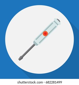 Vector Illustration Of Electric Symbol On Screwdriver Flat Icon. Premium Quality Isolated Turn-Screw Element In Trendy Flat Style.