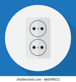 Vector Illustration Of Electric Symbol On Rosette Flat Icon. Premium Quality Isolated Socket  Element In Trendy Flat Style.