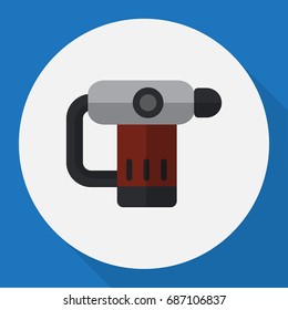 Vector Illustration Of Electric Symbol On Nailer Flat Icon. Premium Quality Isolated Inserting Nails Element In Trendy Flat Style.