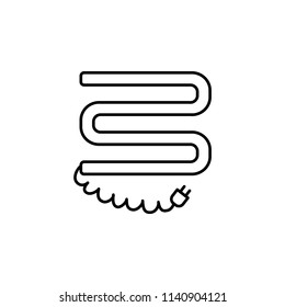 Vector illustration of electric towel dryer. Line icon of house heater. Isolated object on white background.