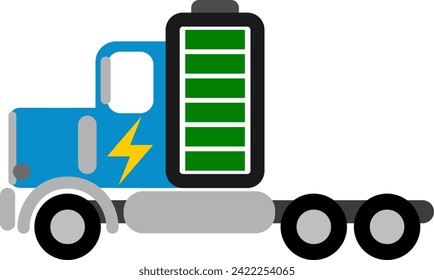 Vector illustration of electric truck with large battery