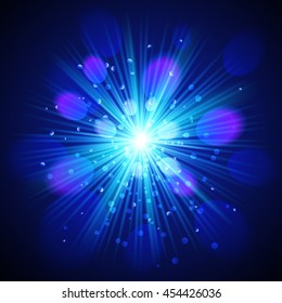 Vector illustration. Electric universe, electrical light, lightning flare. Magic, bright, natural effects. Background for Christmas celebrate. Abstract template for your design and business.