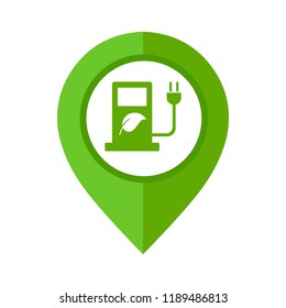 Vector illustration of electric vehicles charging station location.