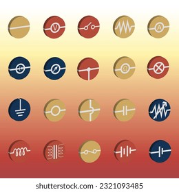 Vector illustration. Electrical circuit symbol. It is a 3D image on a color gradient background.