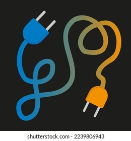 Vector illustration of electrical connectors. Electrical installation and connection. Electricity, industry. Power outlet and connector.