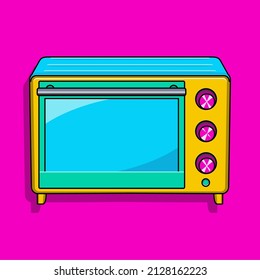 Vector illustration of Electrical Oven, Bread Maker in colorfull retro style, bright color retro style. An object suitable for summer time