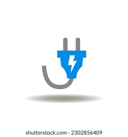 Vector illustration of electrical plug with wire. Icon of electricity. Network electrical energy symbol.