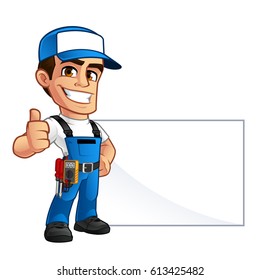 Vector illustration of an electrician, he wears work clothes