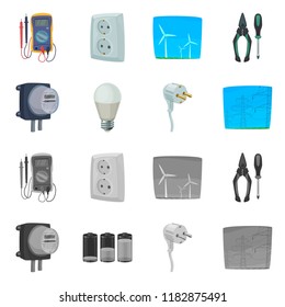 Vector illustration of electricity and electric icon. Collection of electricity and energy vector icon for stock.