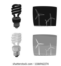 Vector illustration of electricity and electric icon. Collection of electricity and energy stock symbol for web.