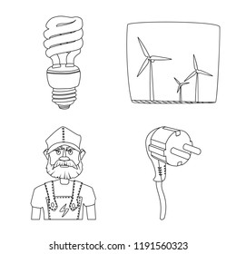 Vector illustration of electricity and electric icon. Set of electricity and energy vector icon for stock.