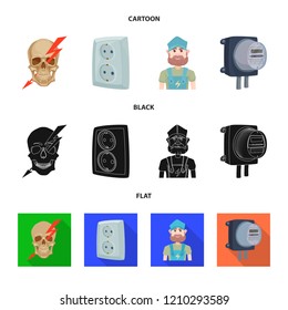 Vector illustration of electricity and electric icon. Set of electricity and energy vector icon for stock.