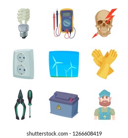 Vector illustration of electricity and electric icon. Set of electricity and energy stock symbol for web.