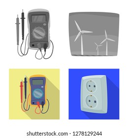 Vector illustration of electricity and electric icon. Collection of electricity and energy vector icon for stock.