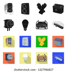 Vector illustration of electricity and electric icon. Collection of electricity and energy stock vector illustration.