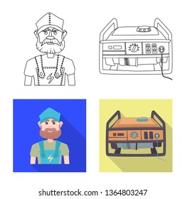 Vector illustration of electricity and electric icon. Set of electricity and energy stock symbol for web.