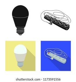 Vector illustration of electricity and electric logo. Set of electricity and energy stock vector illustration.