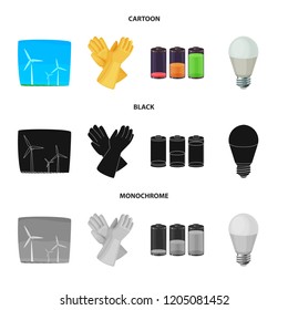 Vector illustration of electricity and electric logo. Collection of electricity and energy stock symbol for web.