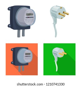 Vector illustration of electricity and electric logo. Set of electricity and energy stock symbol for web.