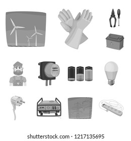 Vector illustration of electricity and electric logo. Collection of electricity and energy vector icon for stock.