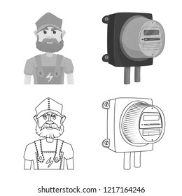 Vector illustration of electricity and electric logo. Set of electricity and energy vector icon for stock.