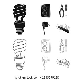Vector illustration of electricity and electric logo. Collection of electricity and energy stock vector illustration.