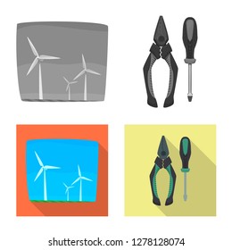 Vector illustration of electricity and electric logo. Set of electricity and energy stock vector illustration.