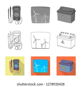 Vector illustration of electricity and electric logo. Collection of electricity and energy stock symbol for web.