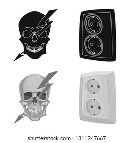 Vector illustration of electricity and electric logo. Collection of electricity and energy vector icon for stock.