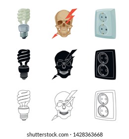 Vector illustration of electricity and electric logo. Collection of electricity and energy stock vector illustration.