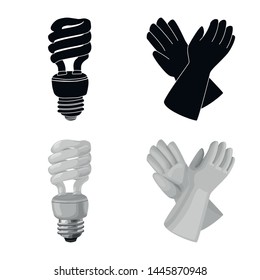 Vector illustration of electricity and electric logo. Collection of electricity and energy stock vector illustration.