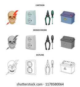 Vector illustration of electricity and electric sign. Set of electricity and energy vector icon for stock.