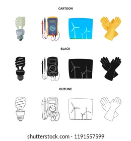 Vector illustration of electricity and electric sign. Collection of electricity and energy stock vector illustration.