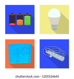 Vector illustration of electricity and electric sign. Set of electricity and energy stock symbol for web.