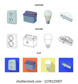Vector illustration of electricity and electric sign. Set of electricity and energy stock vector illustration.