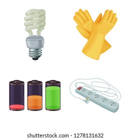 Vector illustration of electricity and electric sign. Collection of electricity and energy vector icon for stock.