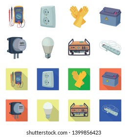 Vector illustration of electricity and electric sign. Collection of electricity and energy stock symbol for web.