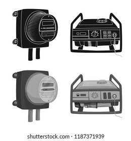 Vector illustration of electricity and electric symbol. Set of electricity and energy stock vector illustration.