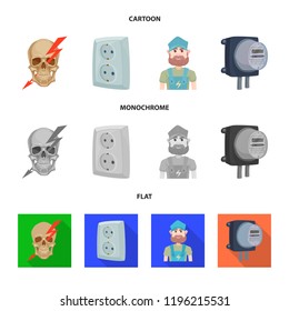 Vector illustration of electricity and electric symbol. Collection of electricity and energy vector icon for stock.