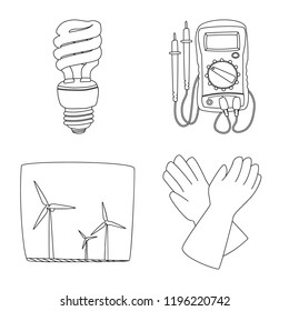 Vector illustration of electricity and electric symbol. Collection of electricity and energy stock vector illustration.