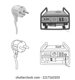 Vector illustration of electricity and electric symbol. Set of electricity and energy stock symbol for web.