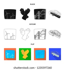 Vector illustration of electricity and electric symbol. Collection of electricity and energy vector icon for stock.
