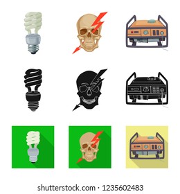 Vector illustration of electricity and electric symbol. Set of electricity and energy stock vector illustration.