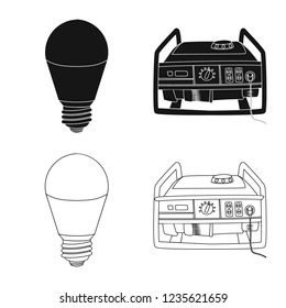 Vector illustration of electricity and electric symbol. Collection of electricity and energy stock symbol for web.