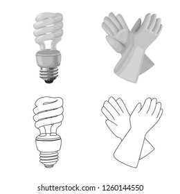 Vector illustration of electricity and electric symbol. Collection of electricity and energy stock symbol for web.