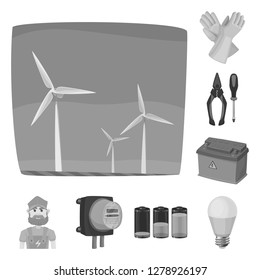 Vector illustration of electricity and electric symbol. Set of electricity and energy vector icon for stock.