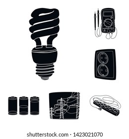 Vector illustration of electricity and electric symbol. Set of electricity and energy stock symbol for web.