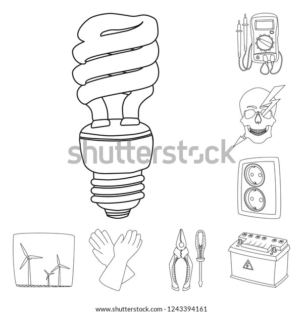 Vector
illustration of electricity and electric symbol. Collection of
electricity and energy stock vector
illustration.