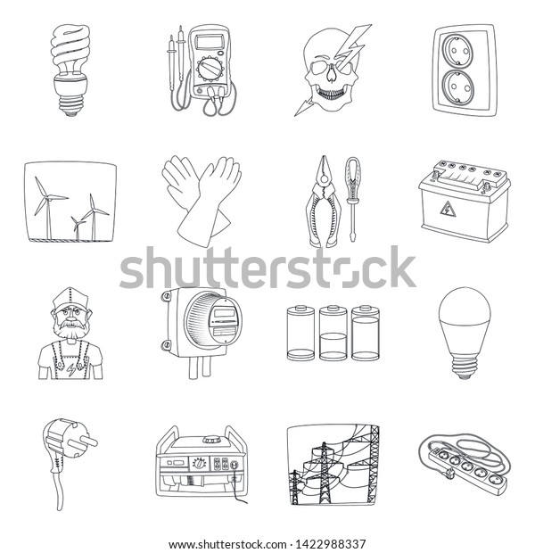 Vector illustration of\
electricity and electric symbol. Set of electricity and energy\
stock symbol for web.