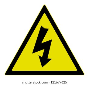 Vector illustration of electricity warning sign, isolated on white background